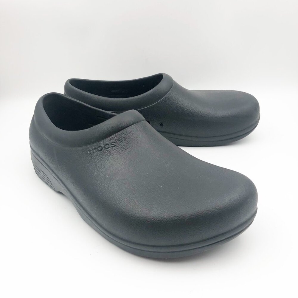 CROCS Shoes Womens 10 On The Clock Black Clogs Rubber Mens 8